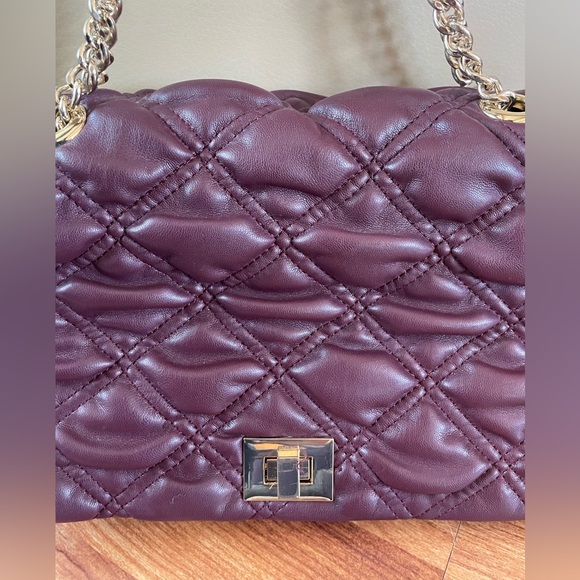 I.N.C International Concepts Soft Ajae Quilted Shoulder Bag Prune Maroon - Picture 5 of 10